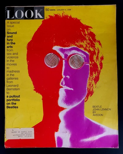 Vintage LOOK Magazine Jan 1968 LENNON Beatles - AVEDON Psychedelic Art INSERTS - Picture 1 of 17