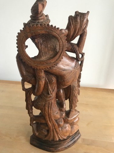 Vintage Holz Lord Ram und Göttin Sita Hindu Idol Tempel Statue Skulptur - Bild 5 von 7