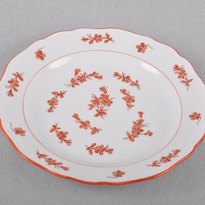 Meissen Dessertteller / Teller, rote Streublümchen, 18 cm, Pfeifferzeit