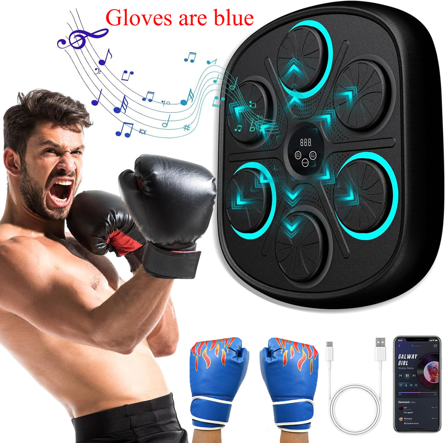 Máquina de Boxeo de Música Inteligente Bluetooth Boxeo Música Máquina de Entrenamiento para Adultos Gimnasio
