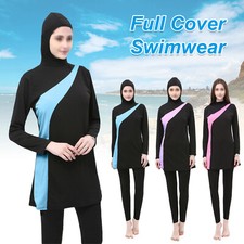 Damen Muslim Islamisch Badeanzug Modest Strand Bodycon Burkini Set Schwimmanzug~