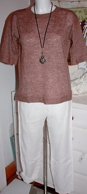 Noa Noa Hose Pants Linen Leinen Structure Weiss White size: 40 Neu 