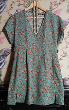 Vintage style duck egg blue & dusky pink floral tea dress size 4 Nasty Gal