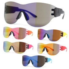 Mens Retro Color Mirror Shield Wrap Futuristic Sport Sunglasses