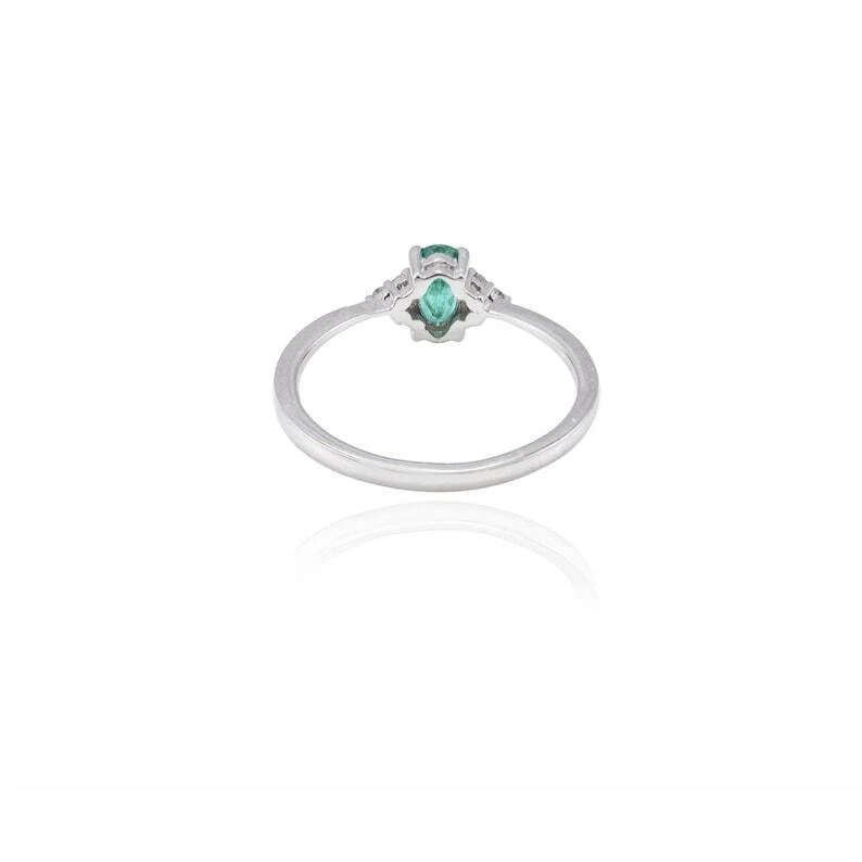 0,48 Ct Smaragd- Und Weißer Topas Jubiläums-Solitär-Ring 925 Sterlingsilber - Bild 4 von 4