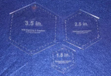 Quilting Template - Small Hexagon Half Sizes - 1.5", 2.5", 3.5" - 1/8" Clear