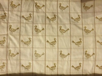 Stoff Polsterstoff Gänse Weiß Creme Gold Lurex Küche Landhaus