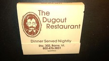 OLD Vintage "The DUGOUT Restaurant" Barre,VT unused matchbox MADE IN USA