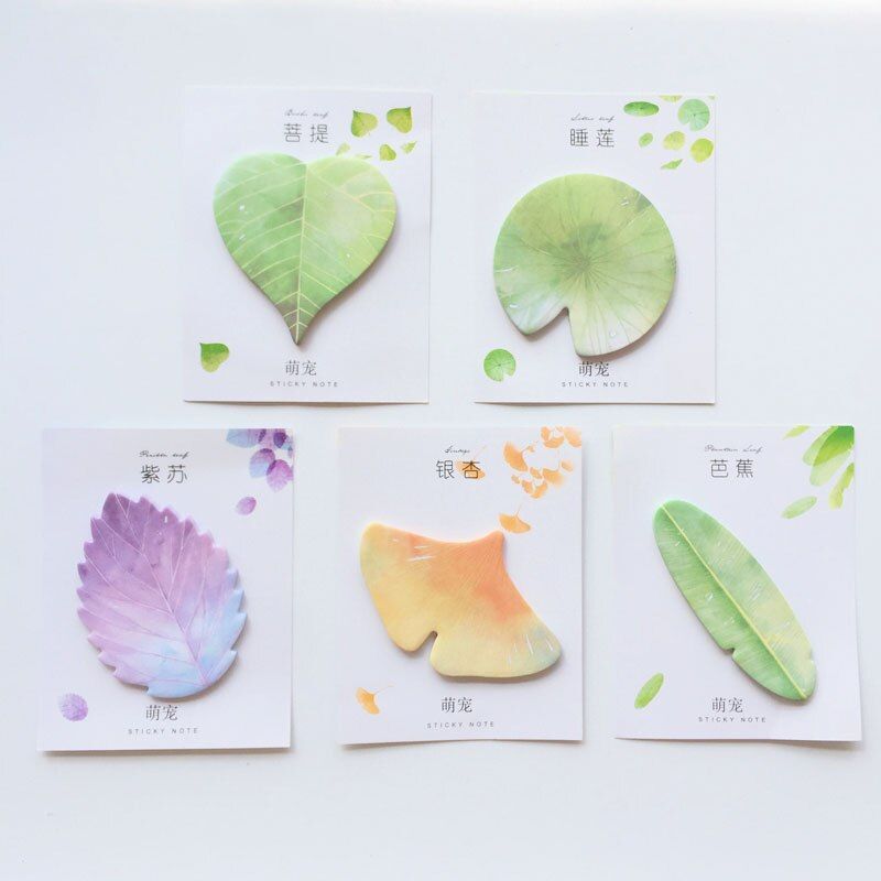 Sticky Notes Memo Pad for Office School 25 Sheets Leaf Design  -image