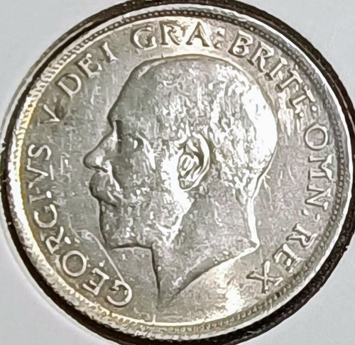 1917 One Shilling George V 92.5% 1/- EF/aUNC Sp#4013 in cardboard flip - Picture 2 of 2