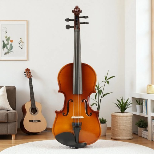 1/8 Kids Acoustic Violin Set For Beginners - Natural Color, Case, Bow & Rosin - Picture 3 of 24