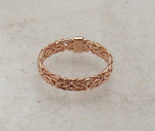 Solid Byzantine Band Ring 14K Rose Gold Plated Sterling Silver QVC Sizes 6 7 8 - Picture 2 of 4