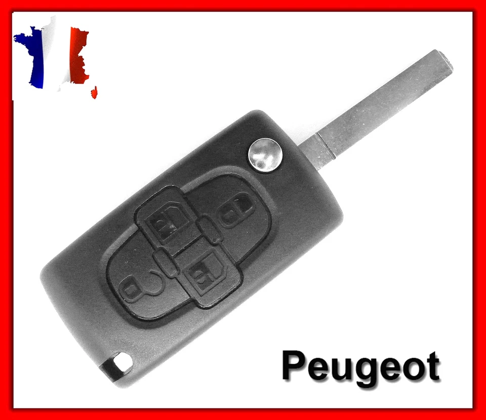 Coque Clé Télécommande Plip Pour Peugeot 4 Boutons 807 1007 Lame non rainurée - Photo 1/2