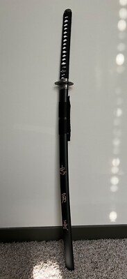 28  Katana Sword Full Tang Samurai Warrior Engraving on Saya with Stand