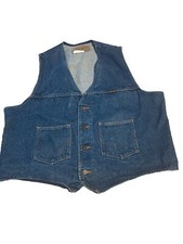 Wrangler 129WD Men's Size XL Denim Blue Jean Button Up Vest Western Vintage USA