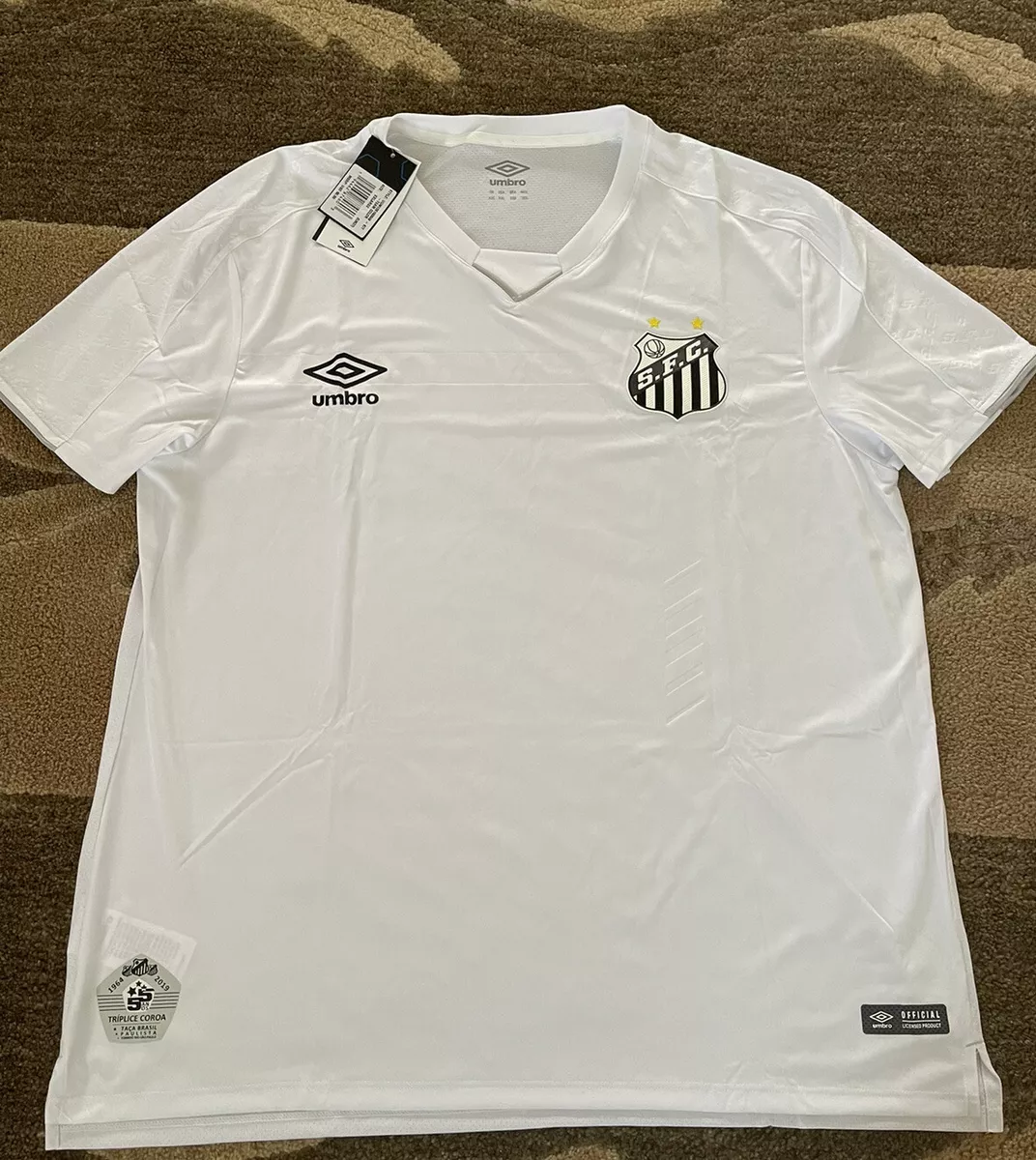 Umbro Santos F.C Home Soccer Jersey NWT Brasil League