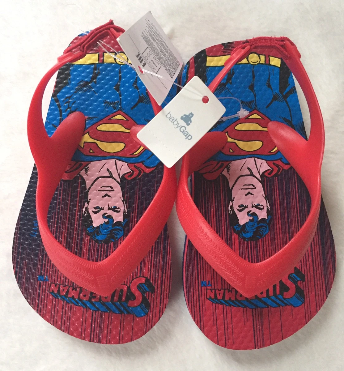 Baby Gap Baby Boy Superman Flip Flop Sandals Size 6 7 New With Tags