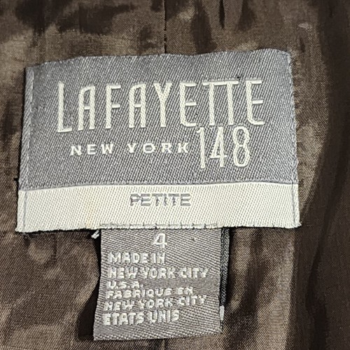 Lafayette New York 148 Brown Cotton Wool Blend Blazer Jacket Hidden Buttons Sz 4 - Picture 7 of 12