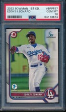 PSA 10 EDDYS LEONARD 2022 Bowman 1st Edition Paper Prospects Rookie RC GEM MINT