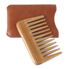 Onedor Handmade 100% Natural Green Sandalwood Extra Wide Tooth Mini Pocket Comb
