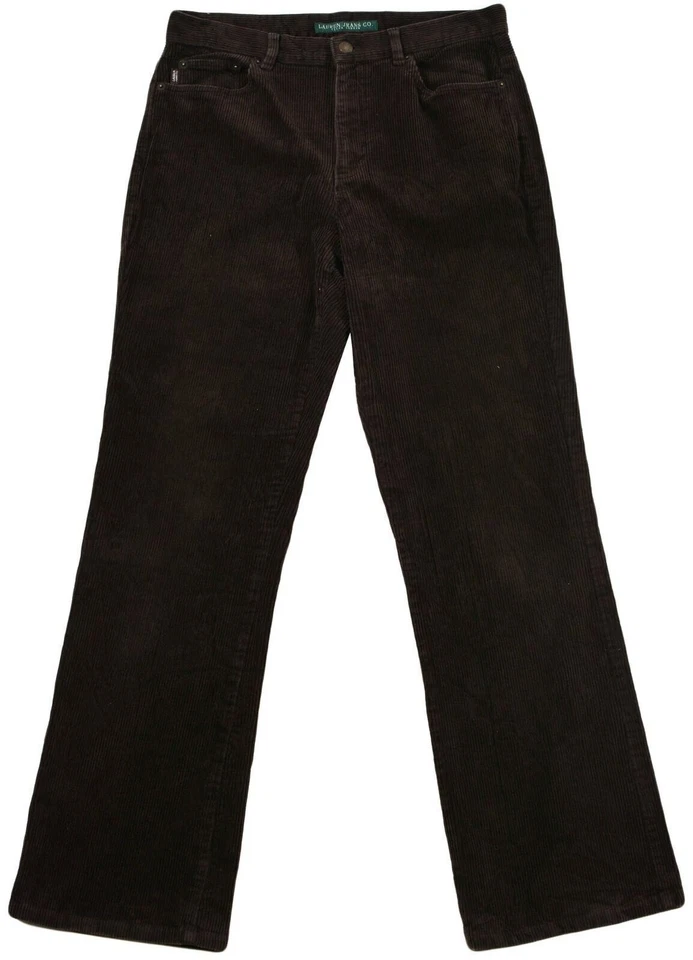 Ralph Lauren Corduroy Pants Women's Size 8 Dark Brown Straight Leg Relaxed Fit - Image 2 of 4