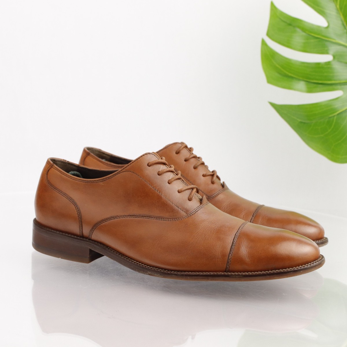 Cole Haan Mens Williams Oxford Size 10 M Cognac Leather Cap  display picture 3