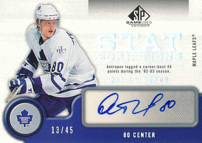 2005-06 SP Game Used STATSCRIPTIONS #NA NIK ANTROPOV - x/45 - Maple Leafs
