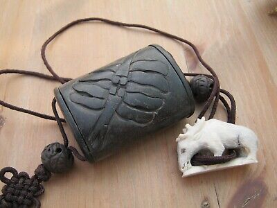 Buy Hand Carved Inro Case Complete With Stag Antler Netsuke And Ojime