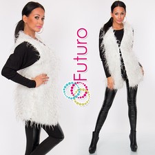 Ladies Faux Fur Waistcoat Vest Jacket Gillet Shrug Body Warmer Sizes 8-12 Fw25