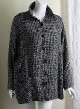 Caroline Rose Sz 1x Black White Tweed Woven Lined Blazer Jacket Coat