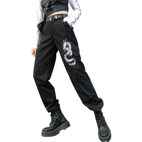 Women's Pants Retro Embroidered Dragon 