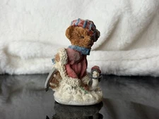 Frosted Christmas Figurine by Artmark - Bear with Penguin walking in Snow