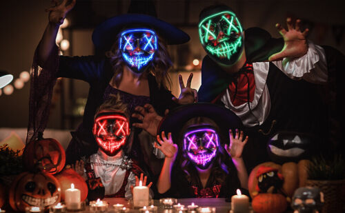 2 x masque Halloween clubbing éclairage DEL costume rave cosplay fête purge 3 modes - Photo 4 sur 11