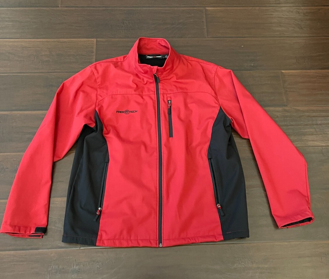 Men's Free Tech Full Zip Performance Jacket Red &… - image 1