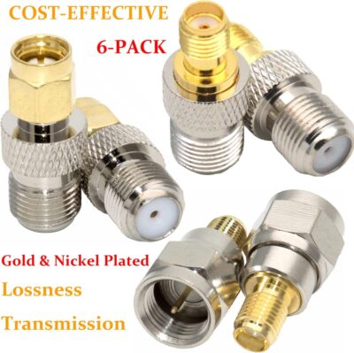 6 Pack F Type to SMA Male Female Coax Connector Coaxial Adapter RF Antenna ﻿US