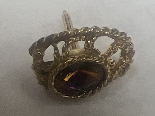 Vintage Swank Red Crystal Tie Tag Gold Tone - Picture 5 of 7