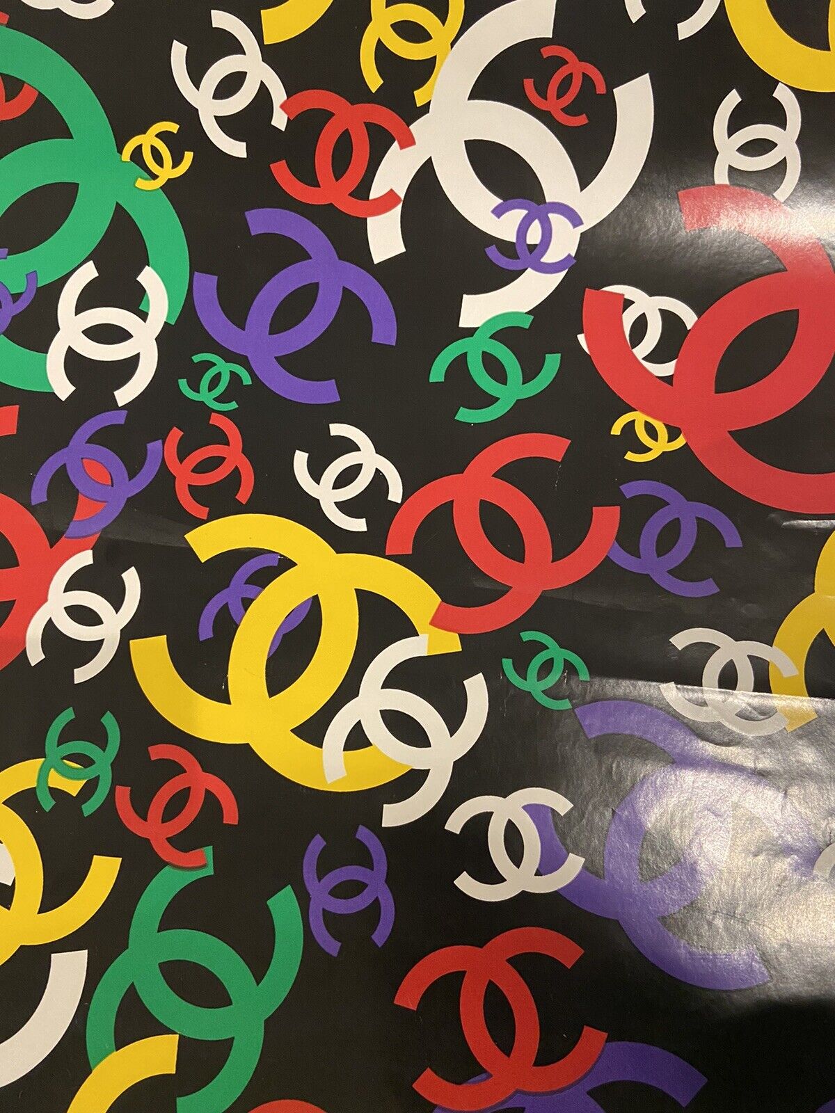 Coco Chanel Logo Authentic Gift Wrapping Paper by Yard 18" x 36"  Vintage Design