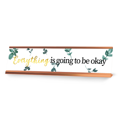#ad #ad Everything is going to be okay Leaves Gold Frame Desk Sign 2x8” $14.99