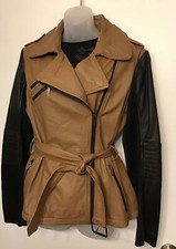 Laundry By Shelli Segal Womens Two Tone Leather Moto Jacket Size L Nwt
