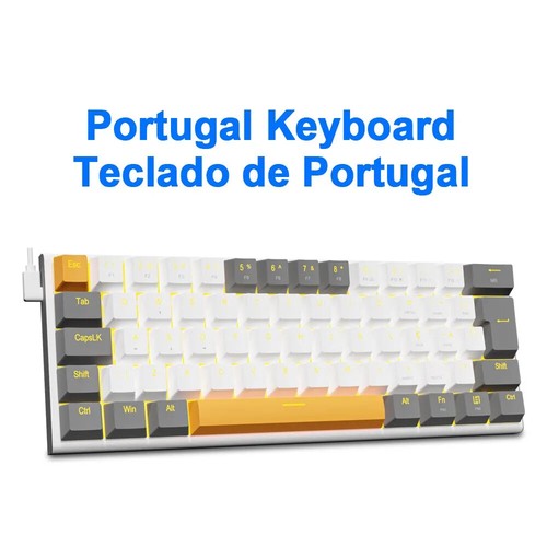 USB Mechanical Gaming Wired Keyboard Red Switch 61 Keys Gamer Russian Brazilian - Picture 8 of 29