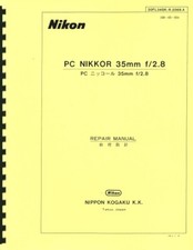 Nikon PC-Nikkor 35mm F2.8 Lens 1976 Service Repair Manual Reprint
