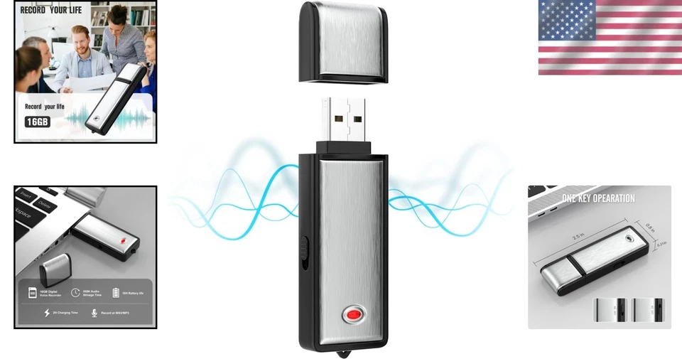 Digital Audio Recorder 16GB Noise Reduction USB for Meetings Lectures - Image 2 of 4