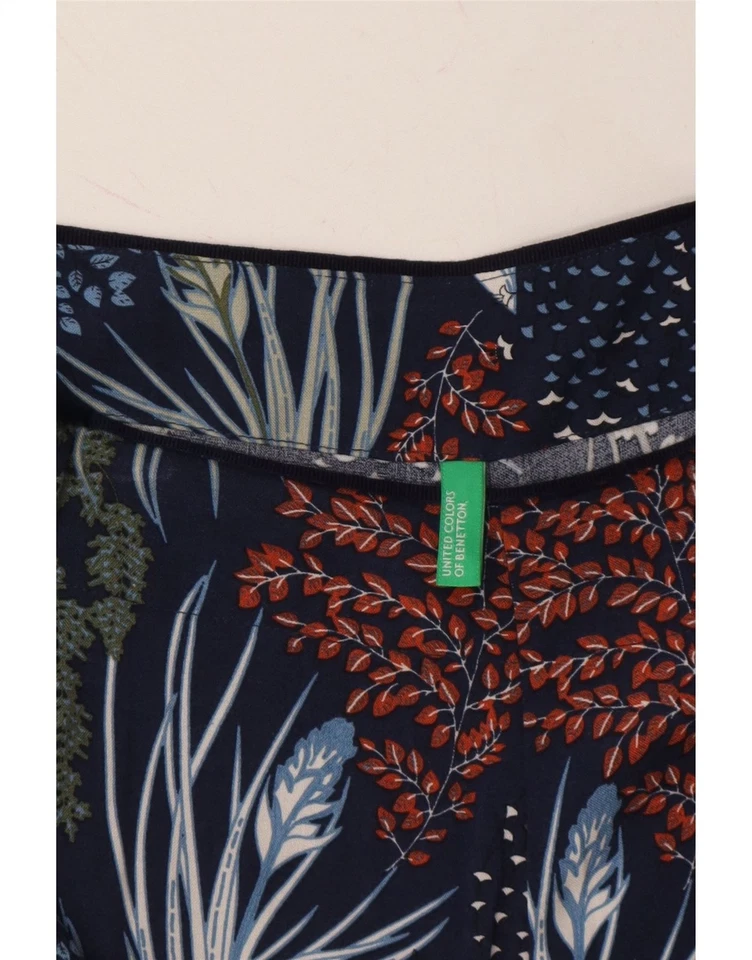 Falda BENETTON para mujer línea A W28 mediana azul marino floral viscosa BE08 Foto 3 de 3