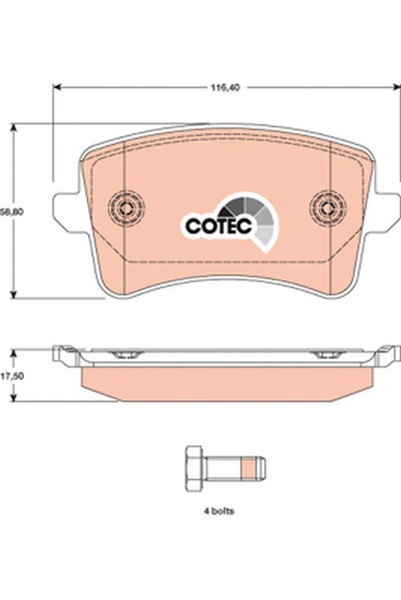 Bremsbelagsatz Scheibenbremse Cotec TRW GDB1765 FüR Audi A4 Q5 A5 8KH 8F7 8K2 B8-image