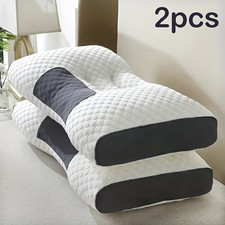 2pcs Massage Neck Pillows Adjustable Ergonomic Orthopedic Contour Support
