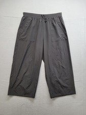 Old Navy Women Pant L Gray Straight Leg Stretch Tech Elastic Drawstring Cropped