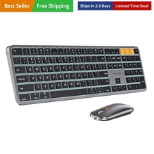 Backlit Bluetooth Keyboard and Mouse for Mac, Full Size Wireless Keyboard Mou...