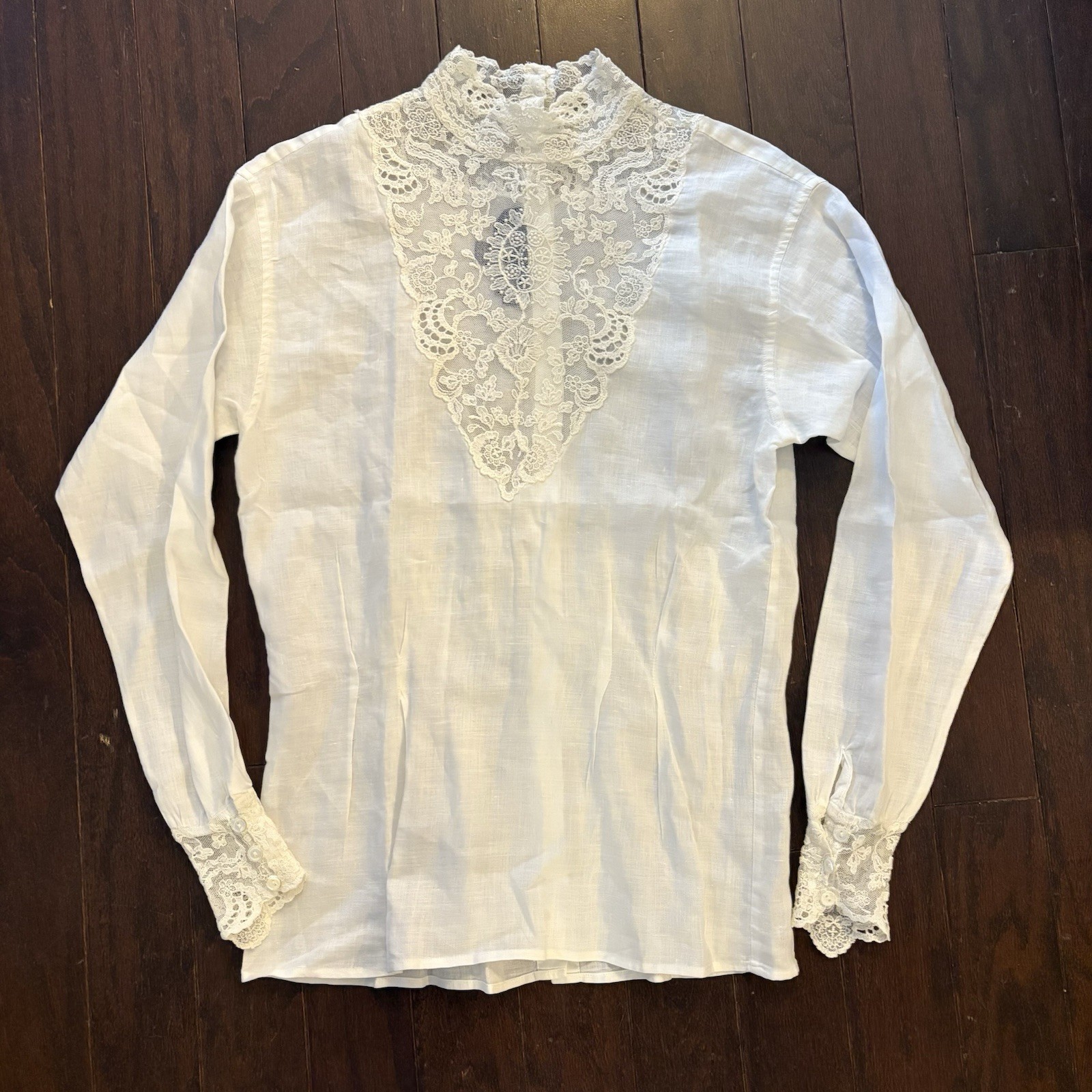 Vintage Ralph Lauren 80s Wool Midi Skirt & Linen Lace Blouse Victorian Romantic image 4