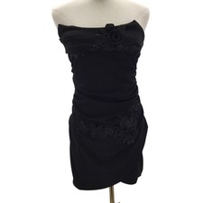 LULU'S SZ S Divine Black 3d Embroidered Strapless Cocktail Party Mini Dress B66