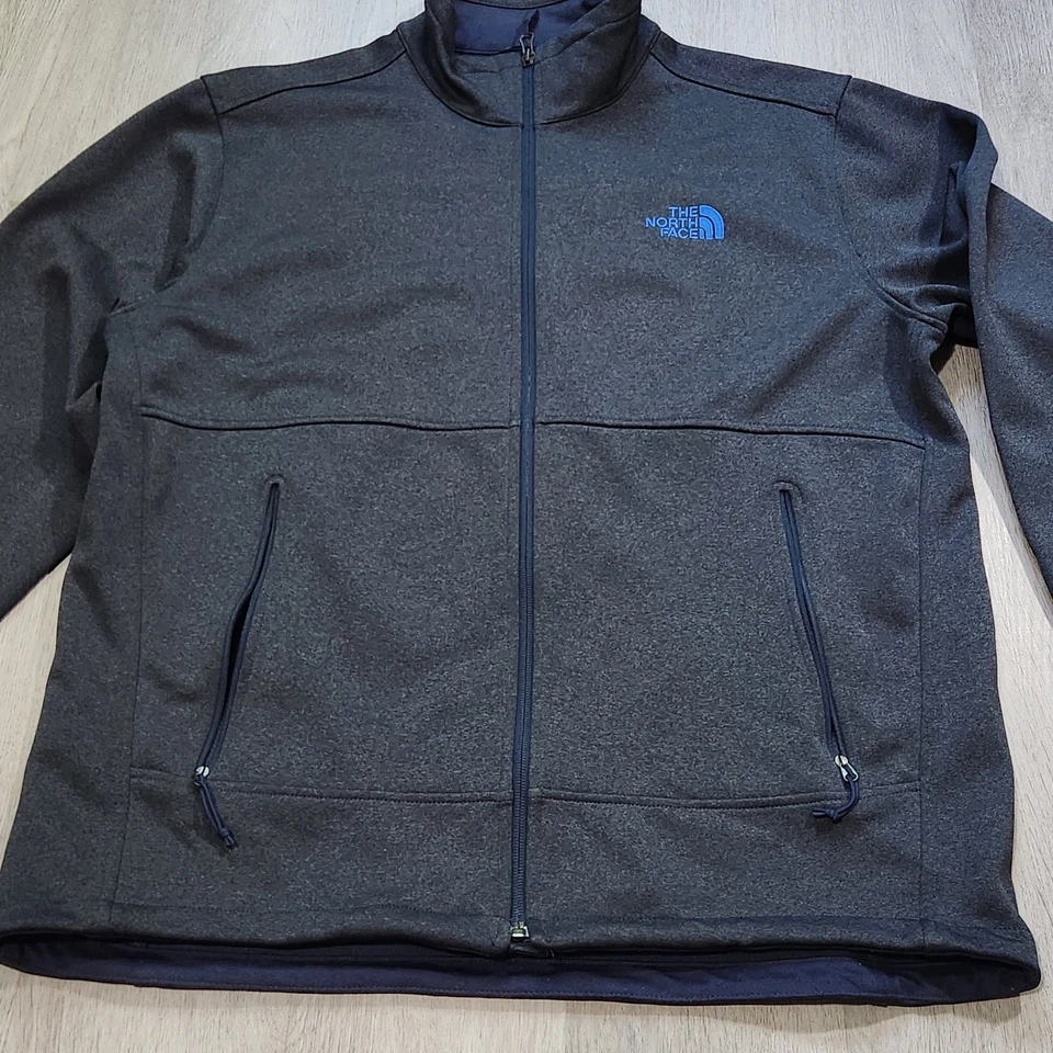 The North Face Men's Large Apex Canyonwall Full Zip Softshell Jacket Black Gray - Image 2 of 4